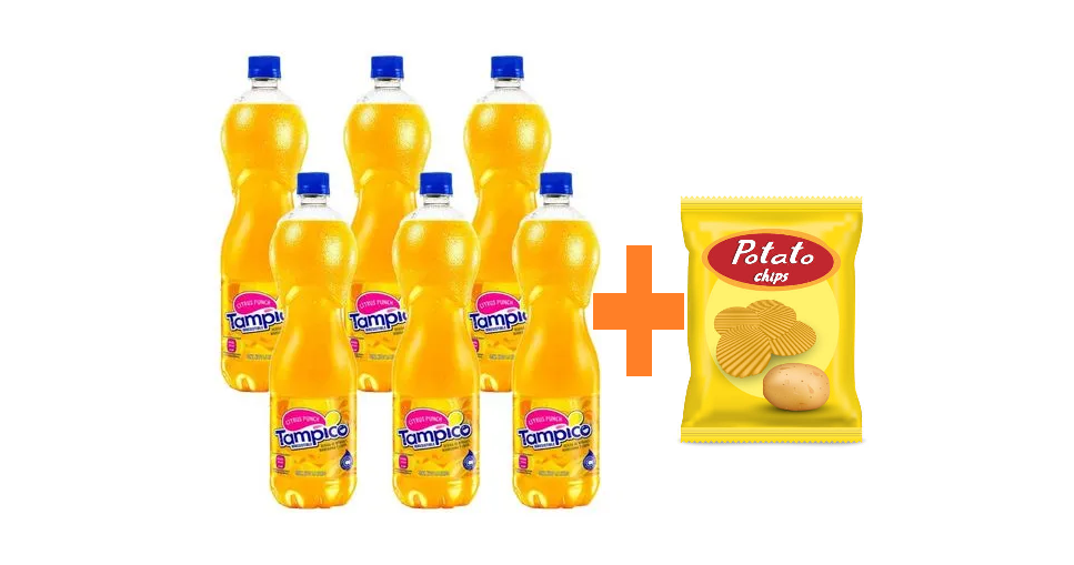 Combo de 6 refrescos + 1 bolsa de papas gratis